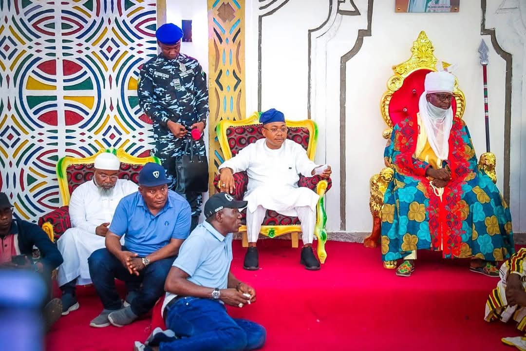 Gov. Usman Ododo at the Palace of Ohimege of Koto with Engr. Bashir Gegu and other Government Officials